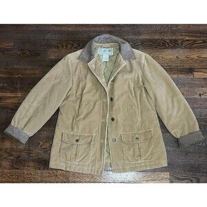 LL Bean Womens XS Pet Brown Corduroy Quilt Lined Insulted Barn Chore Coat Jacket